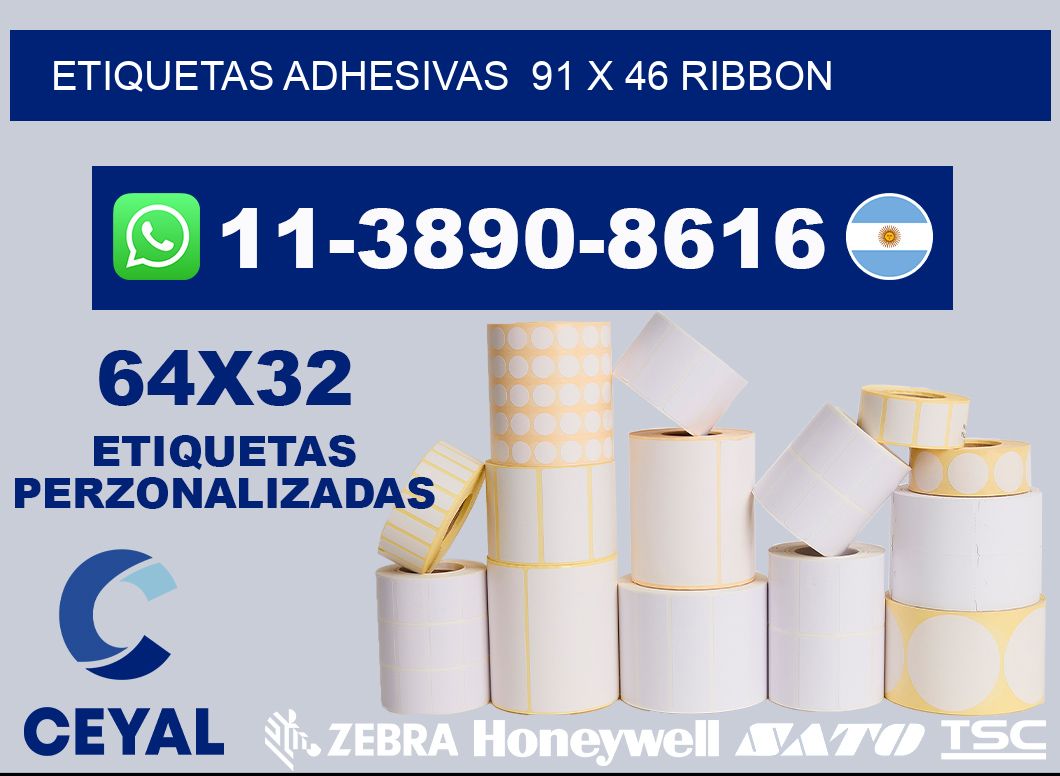 Etiquetas adhesivas  91 x 46 ribbon