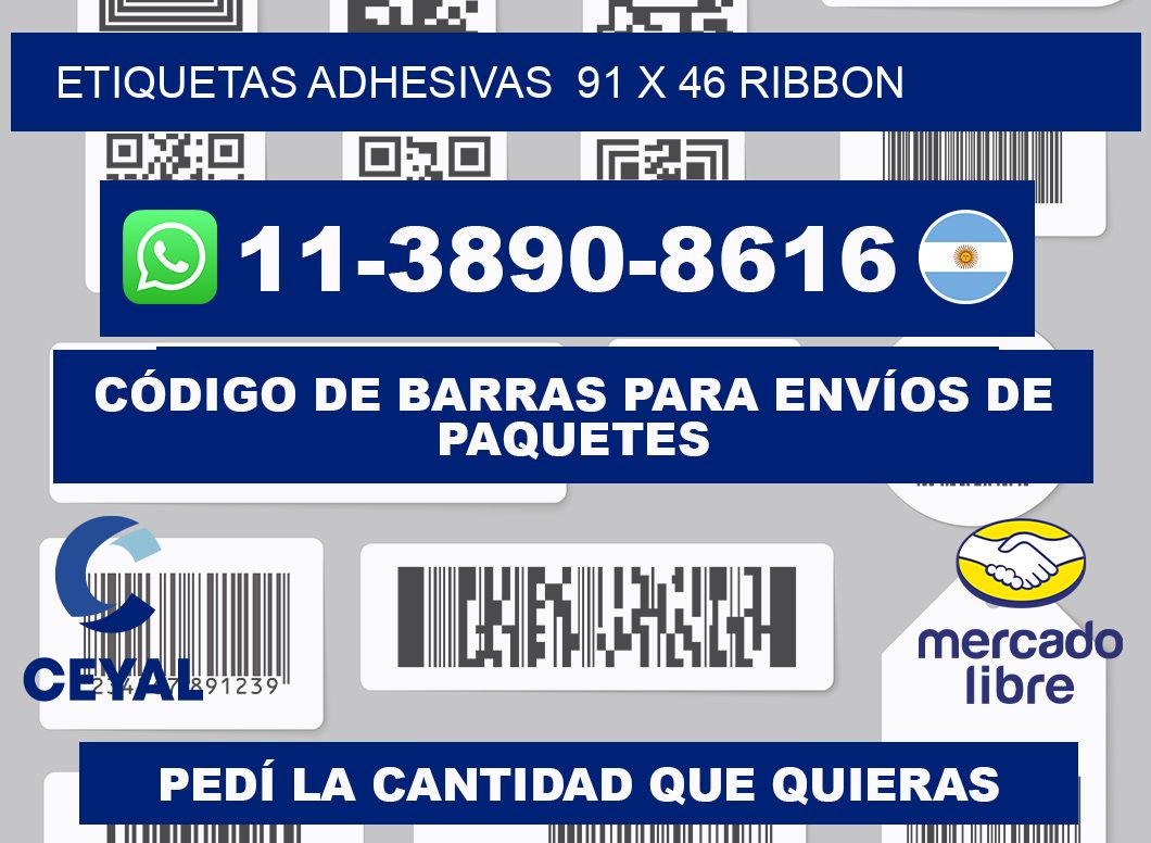 Etiquetas adhesivas  91 x 46 ribbon
