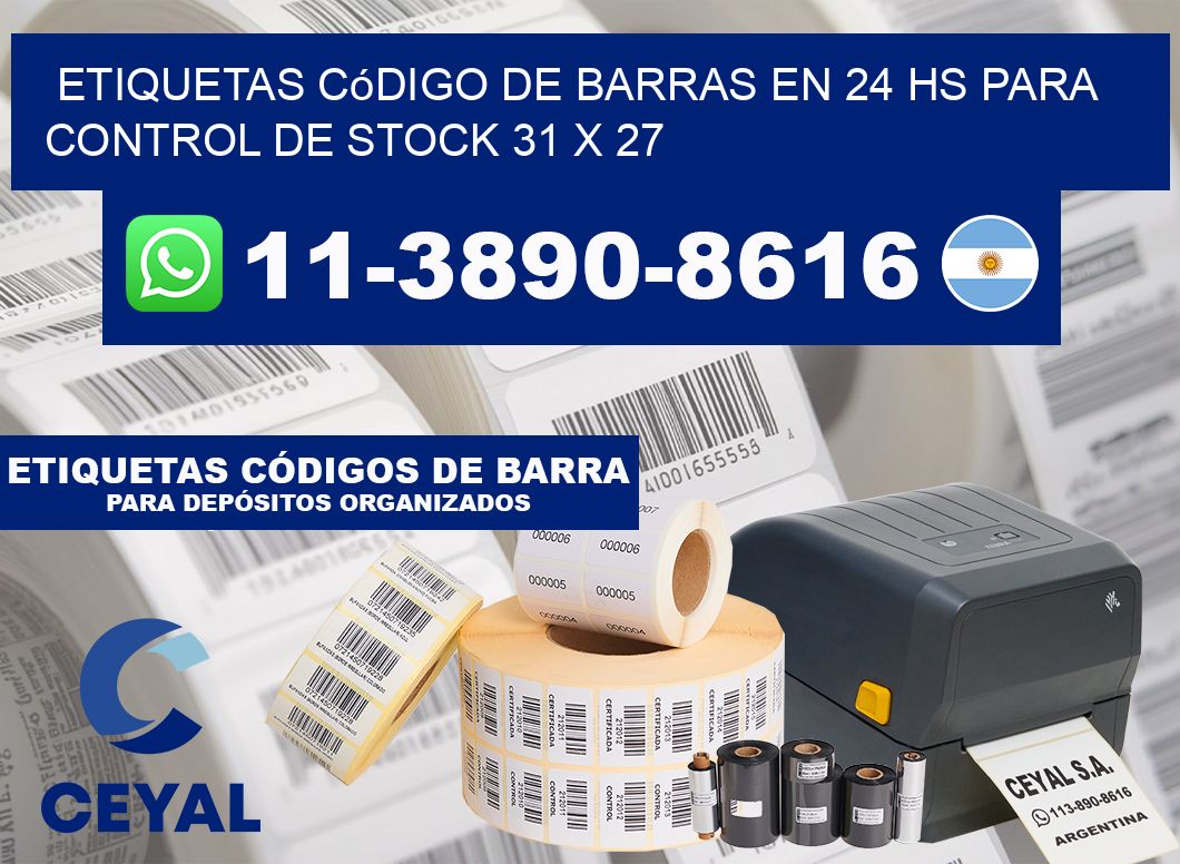 Etiquetas código de barras en 24 hs para control de stock 31 x 27