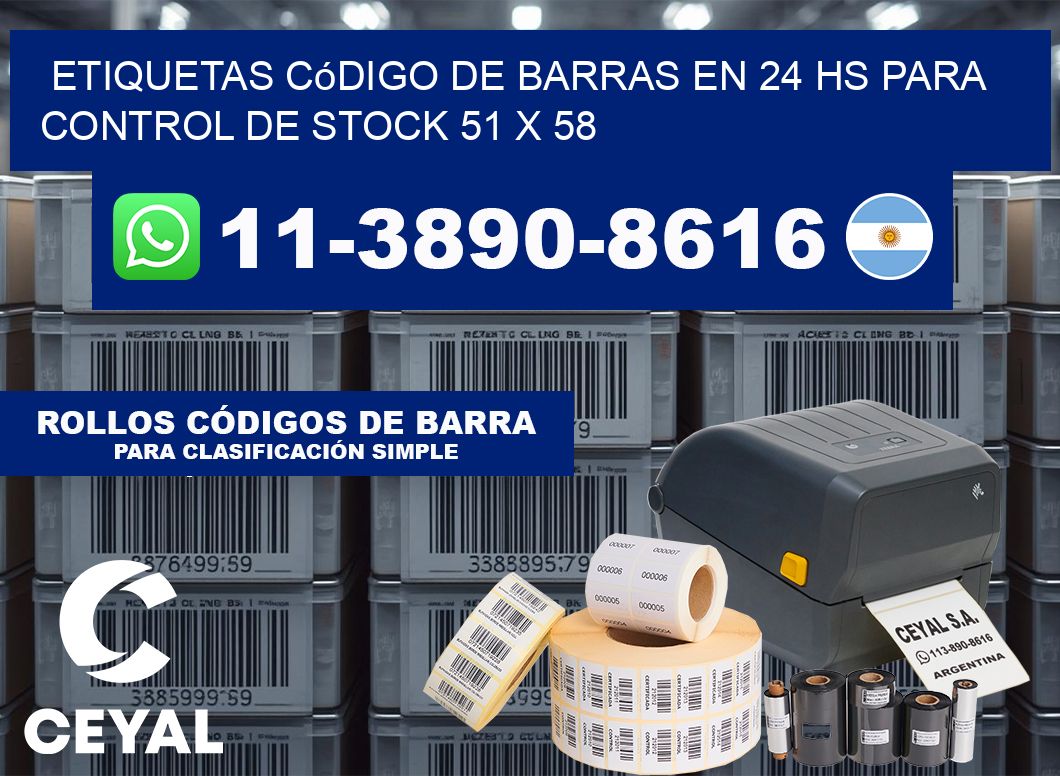 Etiquetas código de barras en 24 hs para control de stock 51 x 58