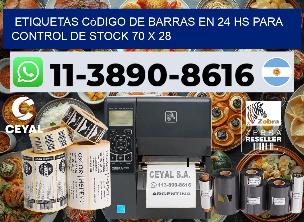 Etiquetas código de barras en 24 hs para control de stock 70 x 28