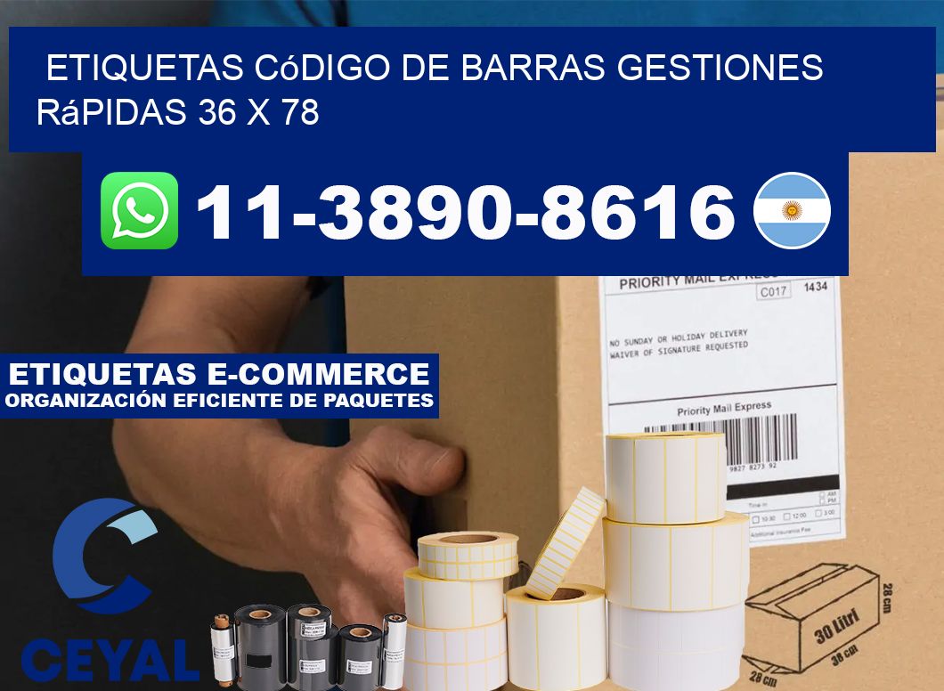 Etiquetas código de barras gestiones rápidas 36 x 78