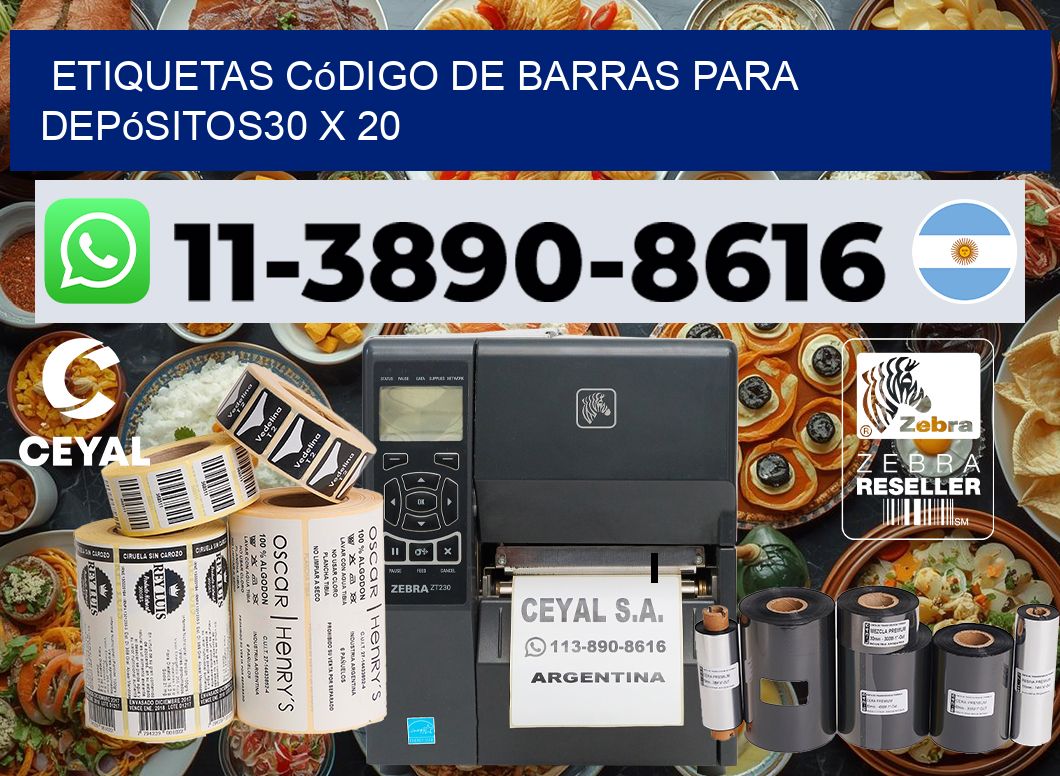Etiquetas código de barras para depósitos30 x 20