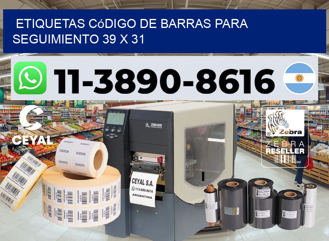 Etiquetas código de barras para seguimiento 39 x 31