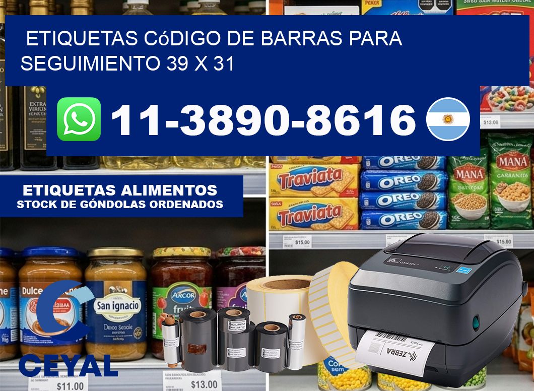 Etiquetas código de barras para seguimiento 39 x 31