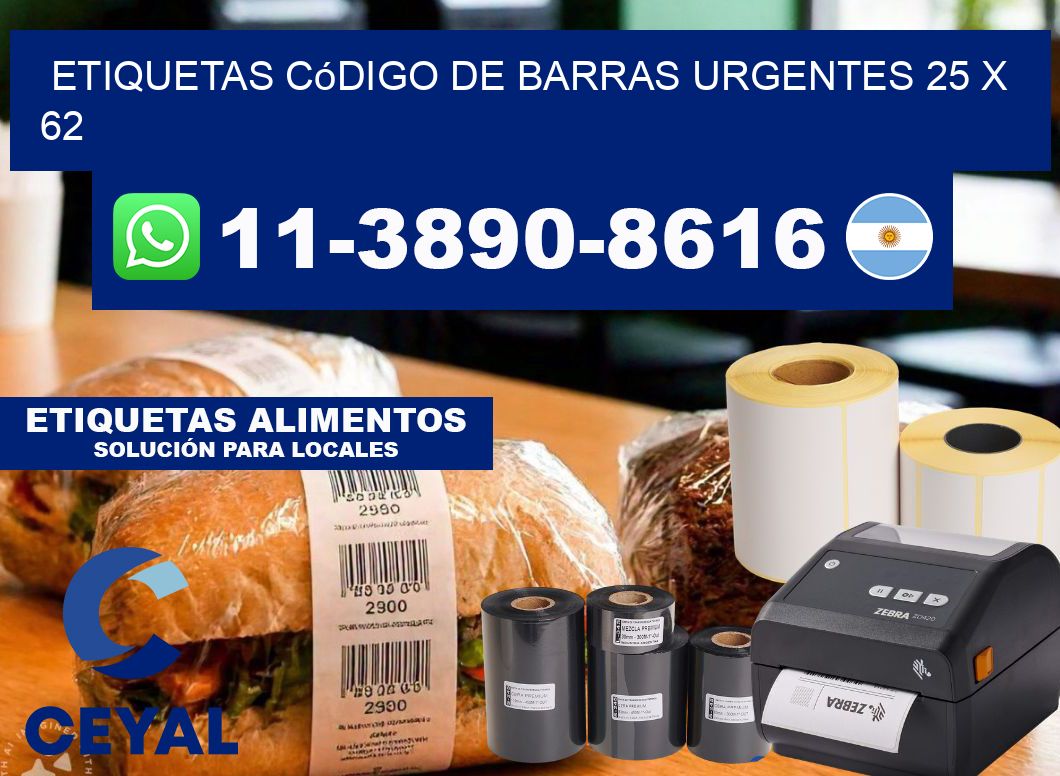 Etiquetas código de barras urgentes 25 x 62