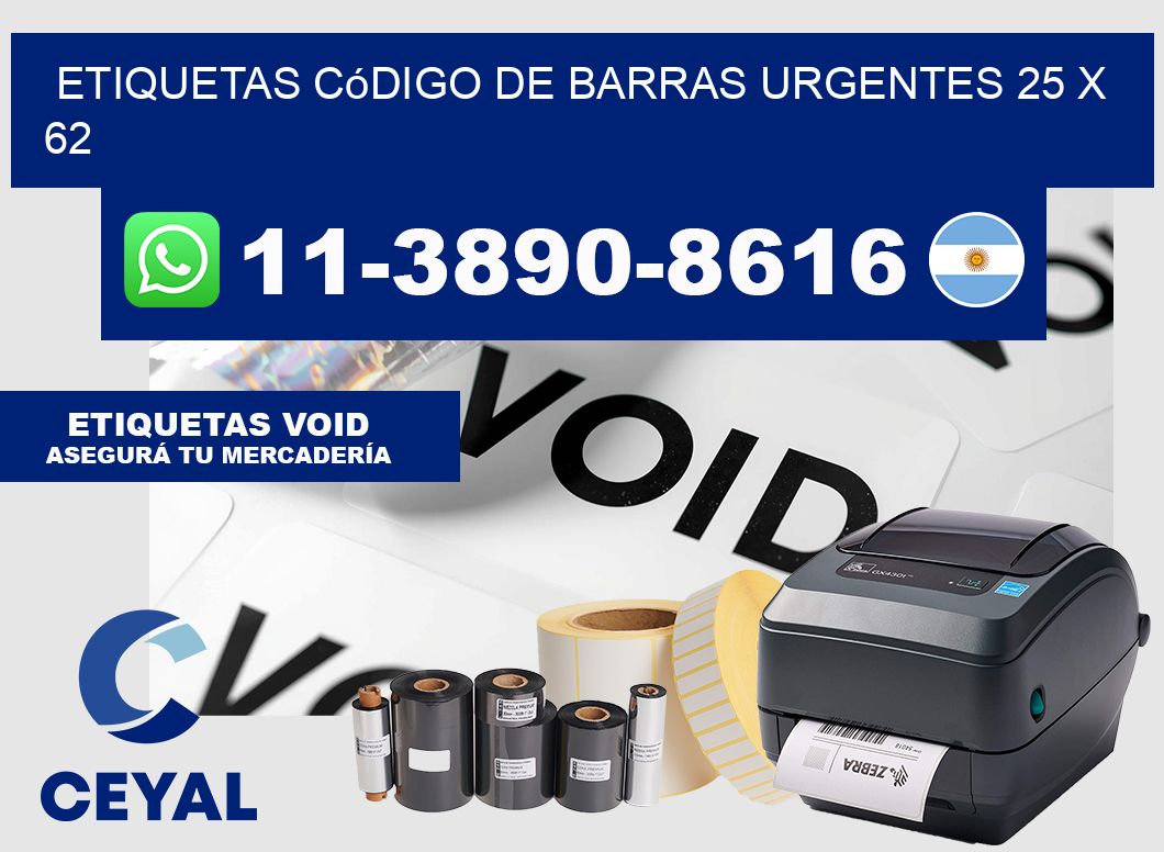 Etiquetas código de barras urgentes 25 x 62