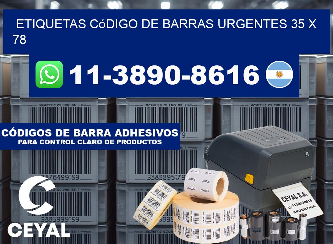 Etiquetas código de barras urgentes 35 x 78