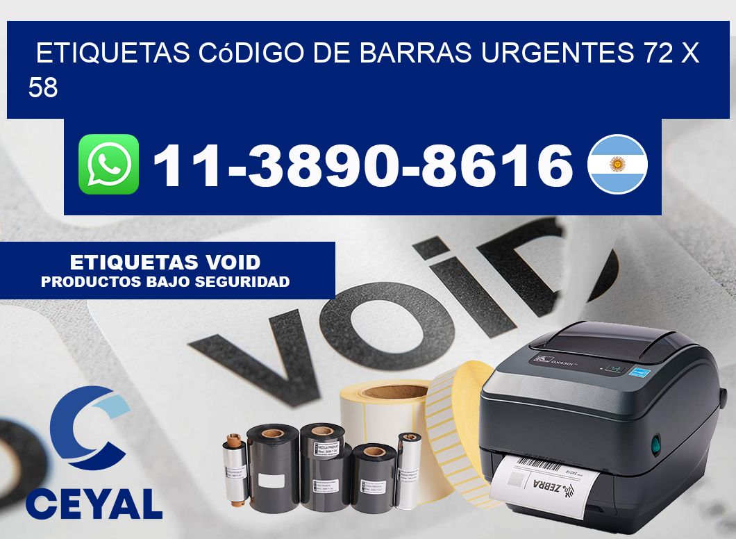 Etiquetas código de barras urgentes 72 x 58