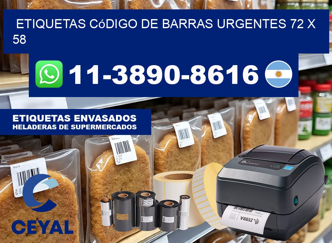 Etiquetas código de barras urgentes 72 x 58