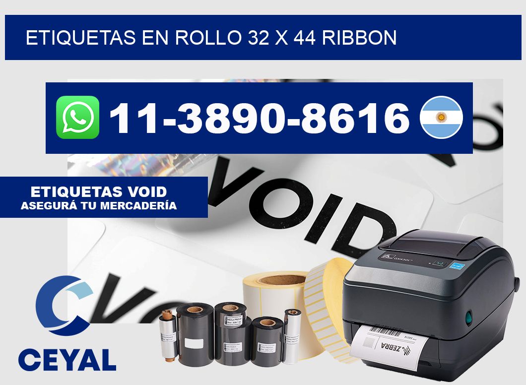 Etiquetas en rollo 32 x 44 ribbon