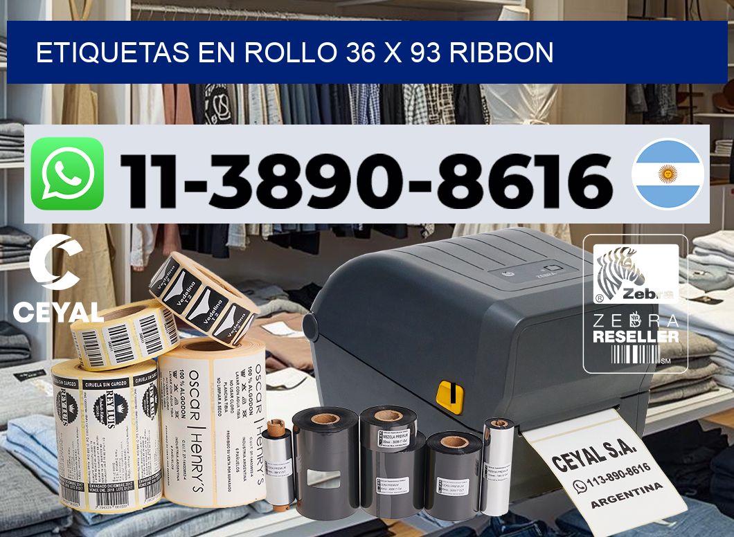 Etiquetas en rollo 36 x 93 ribbon