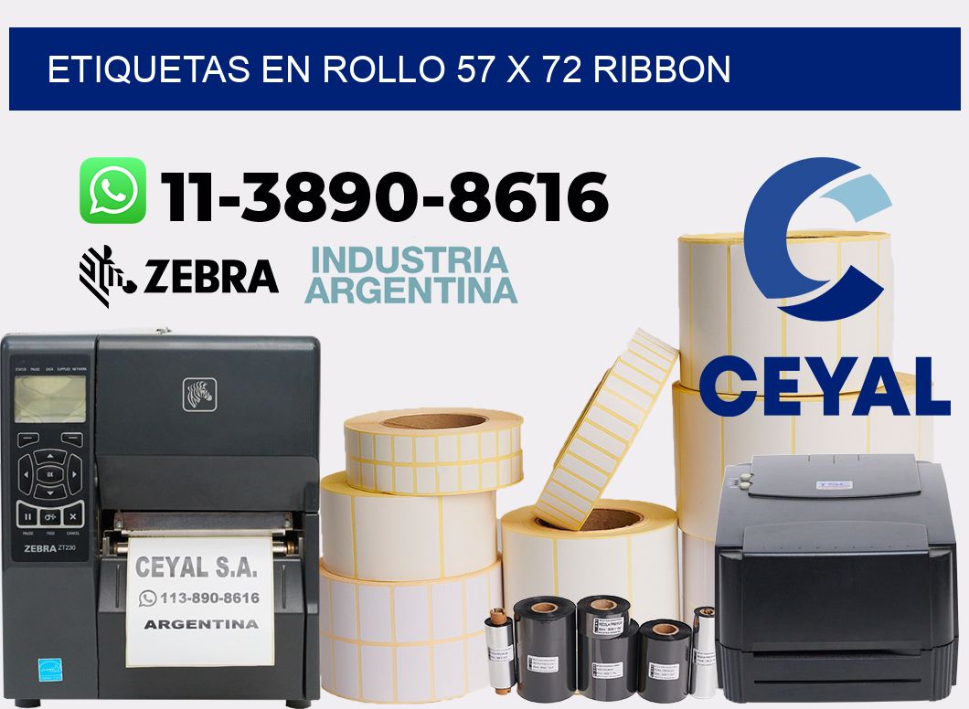 Etiquetas en rollo 57 x 72 ribbon