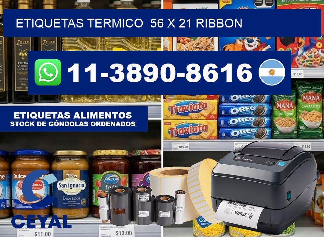 Etiquetas termico  56 x 21 ribbon