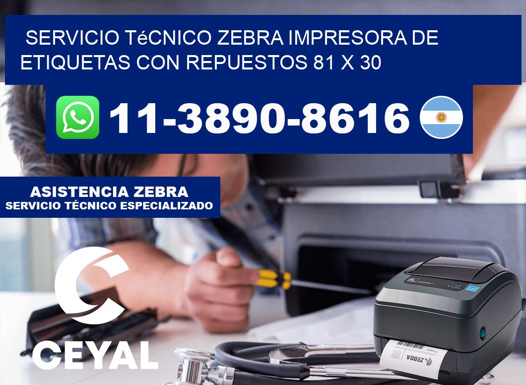 Servicio Técnico Zebra Impresora de Etiquetas con Repuestos 81 x 30