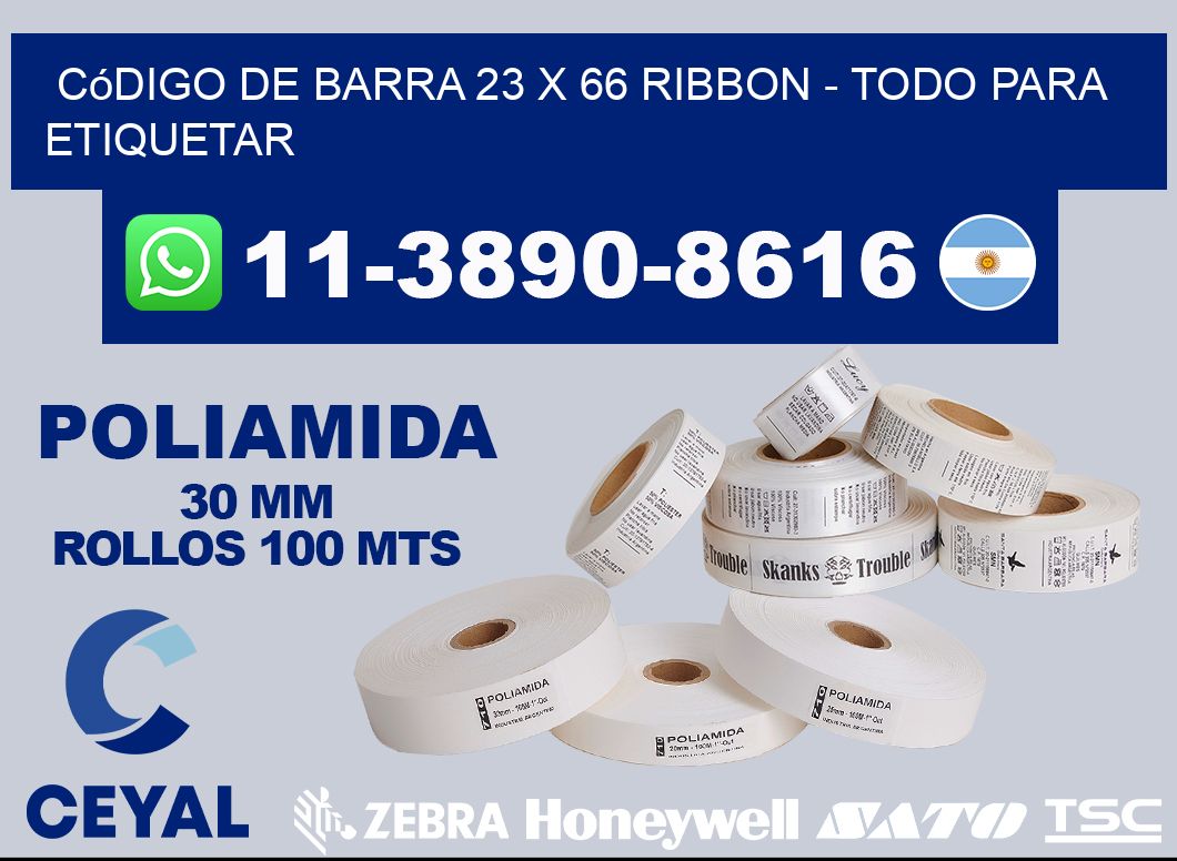 código de barra 23 x 66 ribbon - Todo para Etiquetar