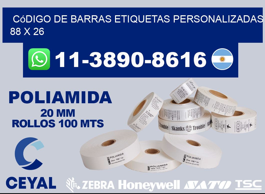 código de barras etiquetas personalizadas 88 x 26