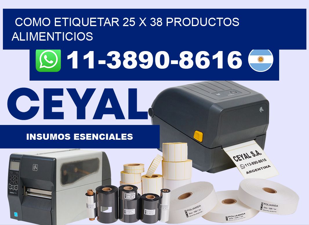 como etiquetar 25 x 38 productos alimenticios