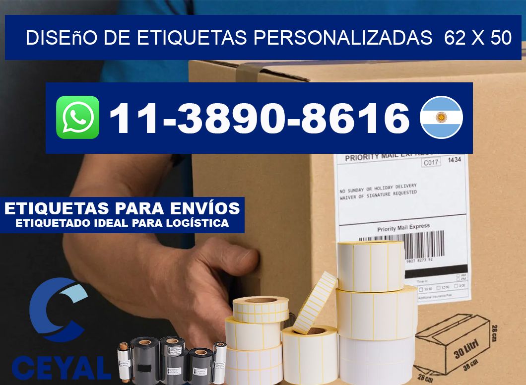 diseño de etiquetas personalizadas  62 x 50