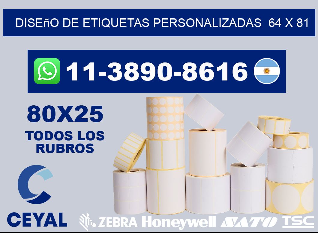 diseño de etiquetas personalizadas  64 x 81