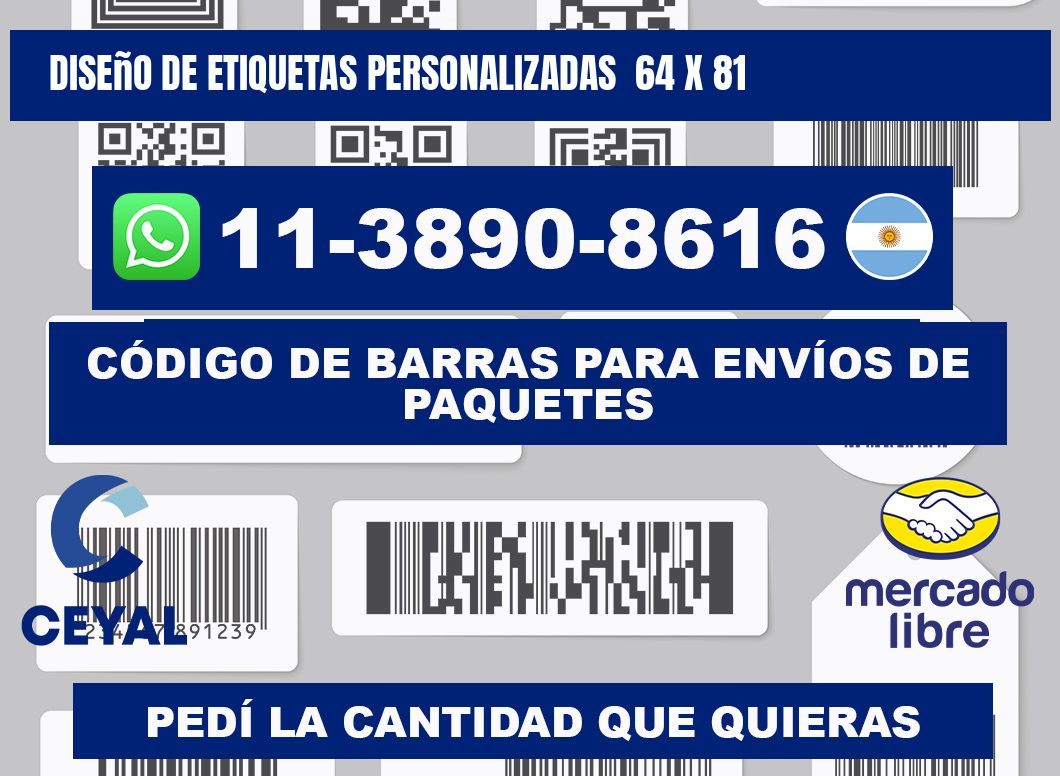 diseño de etiquetas personalizadas  64 x 81