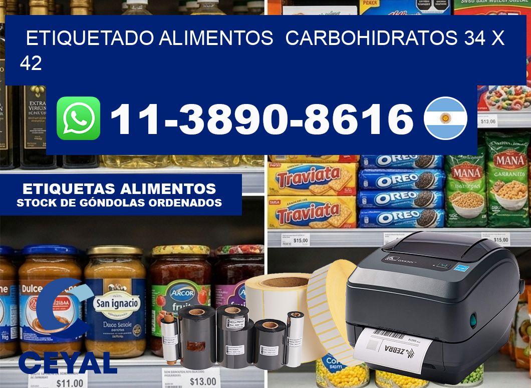 etiquetado alimentos  Carbohidratos 34 x 42