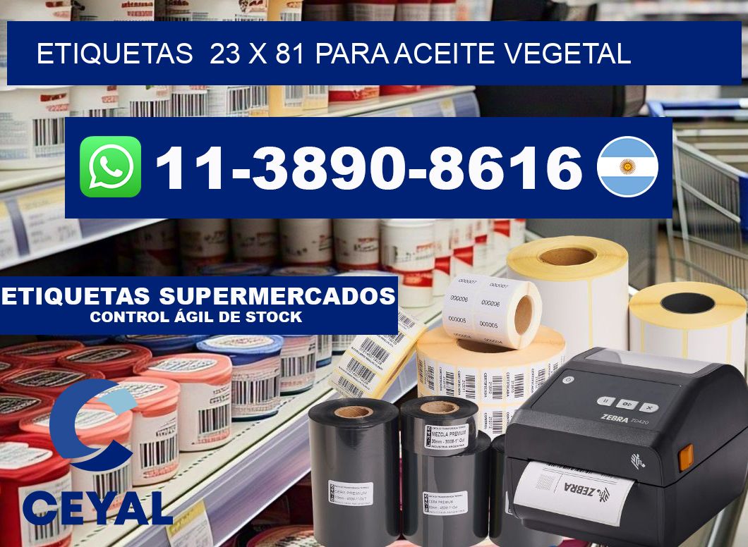 etiquetas  23 x 81 para Aceite vegetal