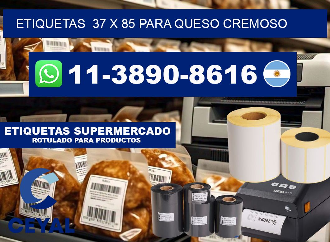 etiquetas  37 x 85 para Queso cremoso