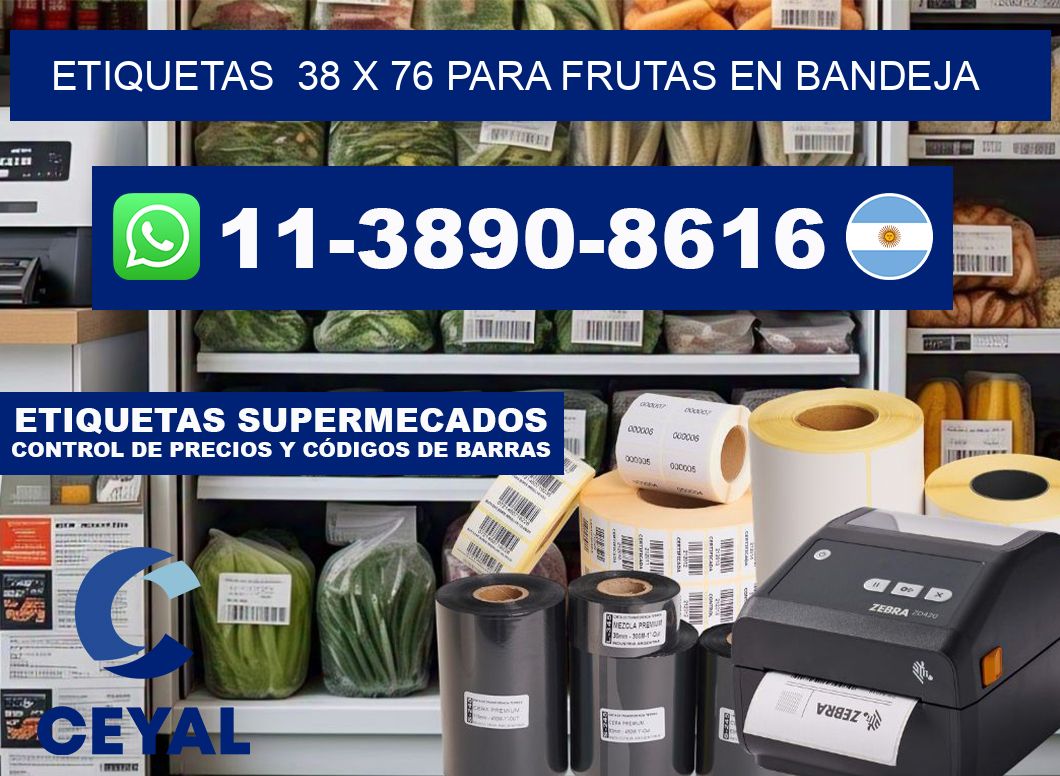 etiquetas  38 x 76 para Frutas en bandeja