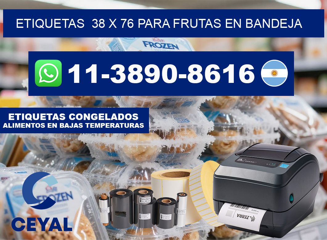 etiquetas  38 x 76 para Frutas en bandeja