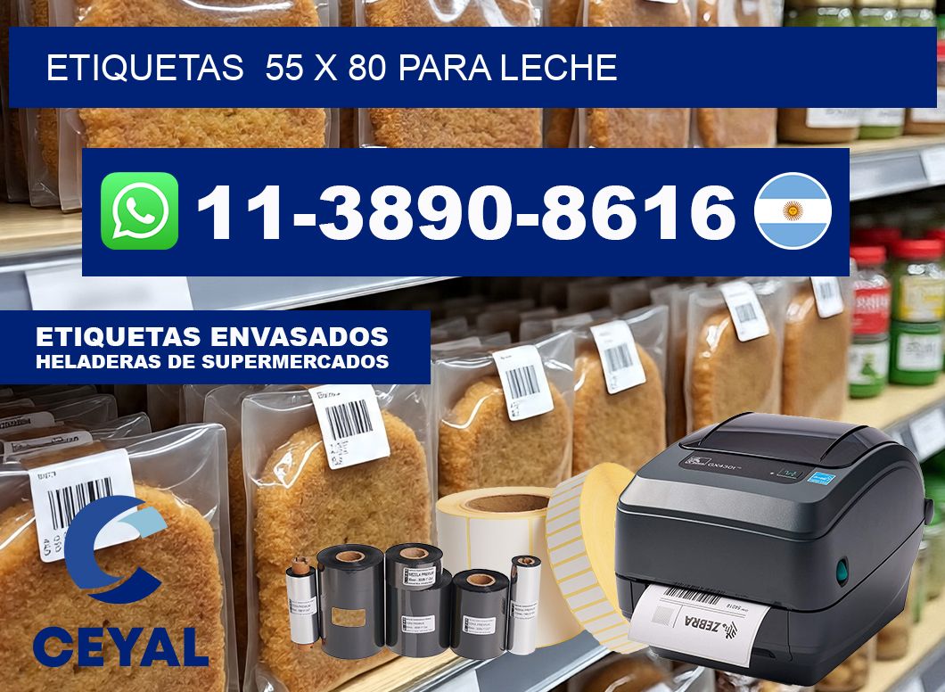 etiquetas  55 x 80 para Leche