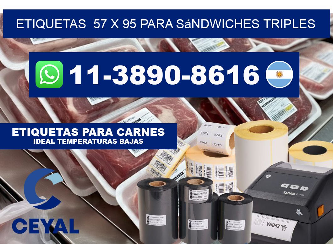 etiquetas  57 x 95 para Sándwiches triples