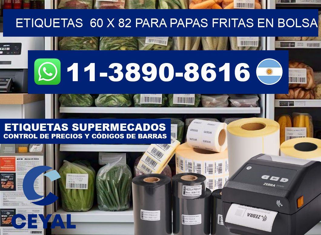 etiquetas  60 x 82 para Papas fritas en bolsa