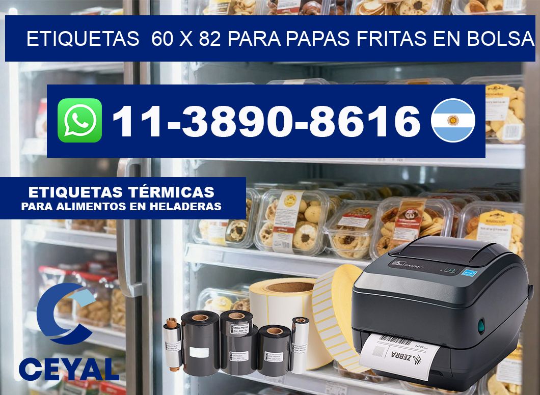etiquetas  60 x 82 para Papas fritas en bolsa