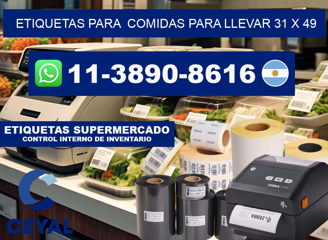 etiquetas para  Comidas para llevar 31 x 49