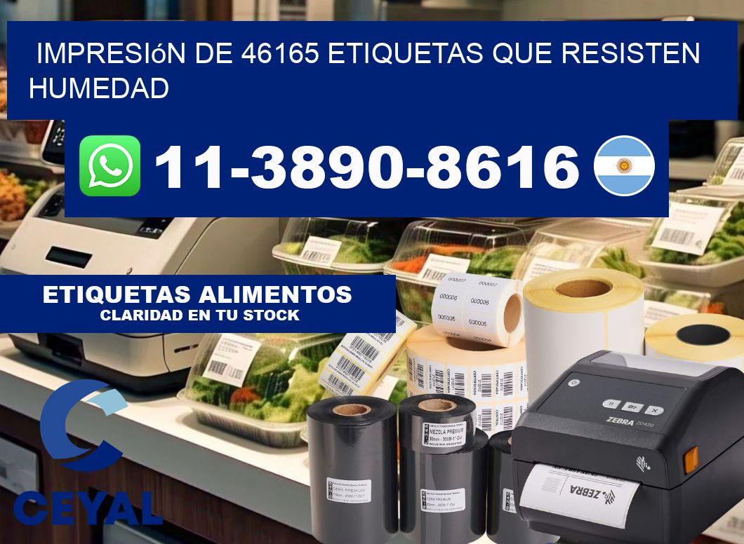 impresión de 46165 etiquetas que resisten humedad