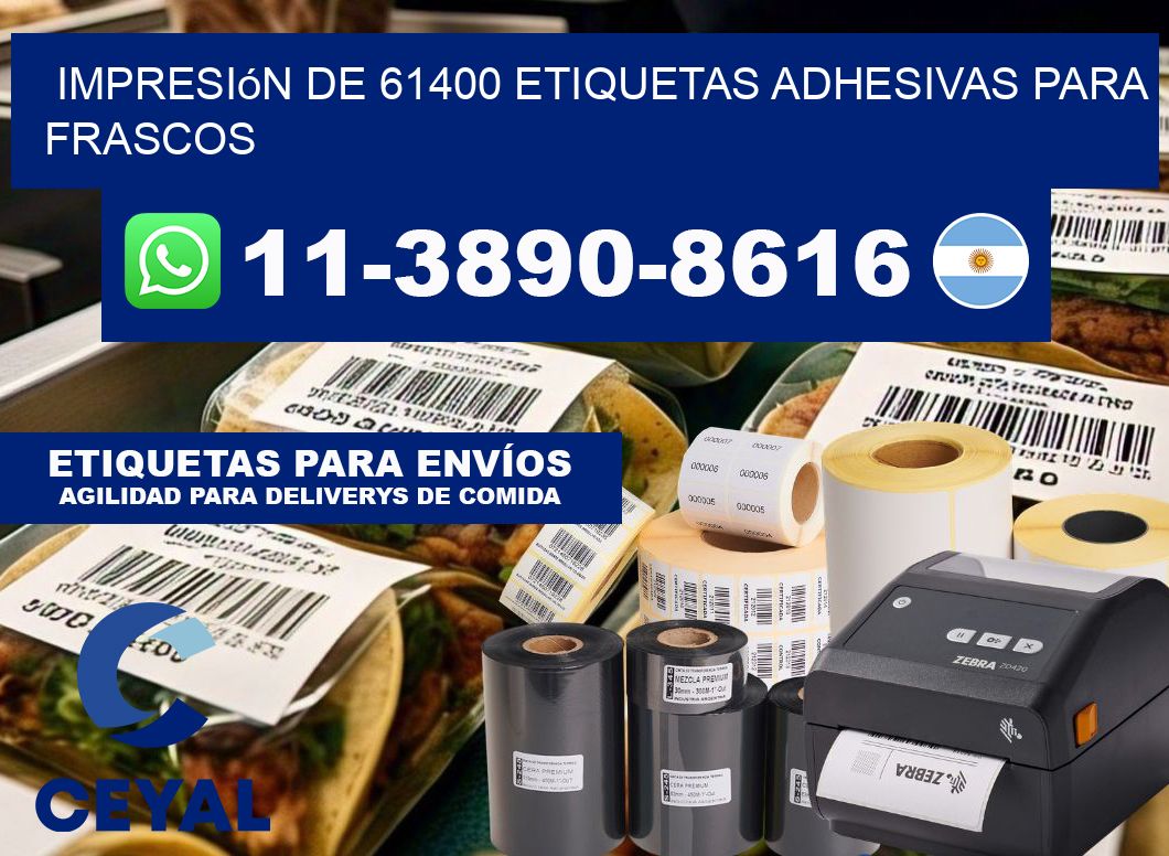 impresión de 61400 etiquetas adhesivas para frascos
