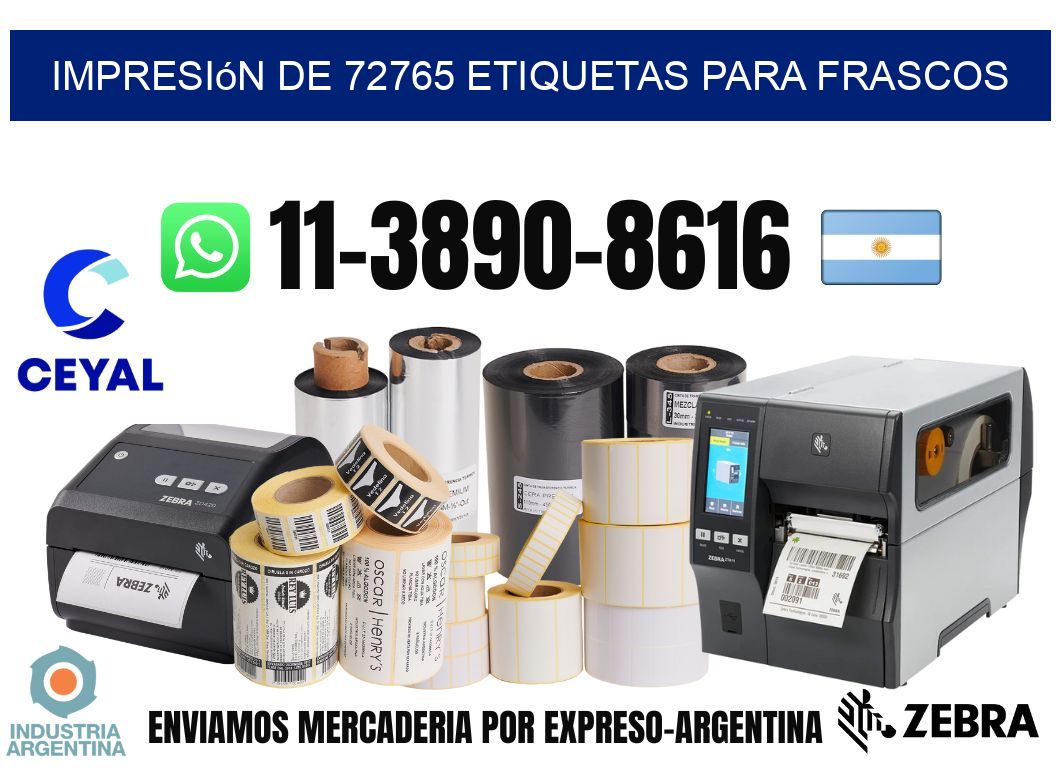 impresión de 72765 etiquetas para frascos