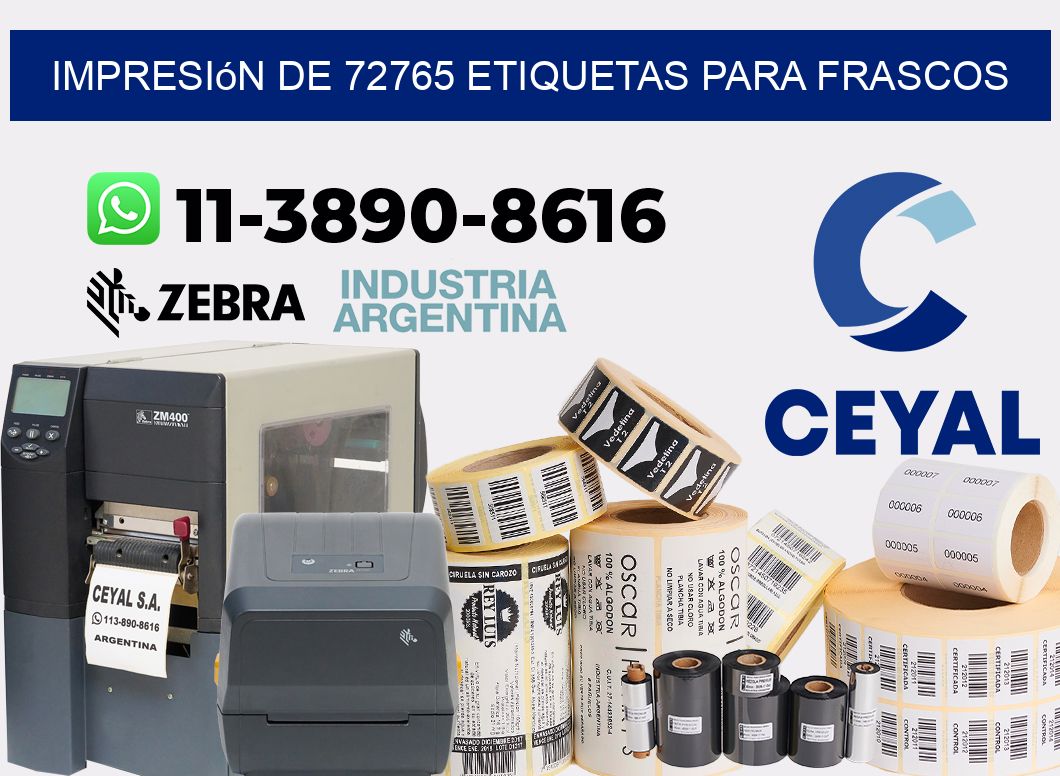 impresión de 72765 etiquetas para frascos