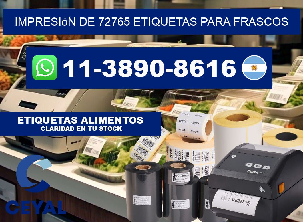 impresión de 72765 etiquetas para frascos