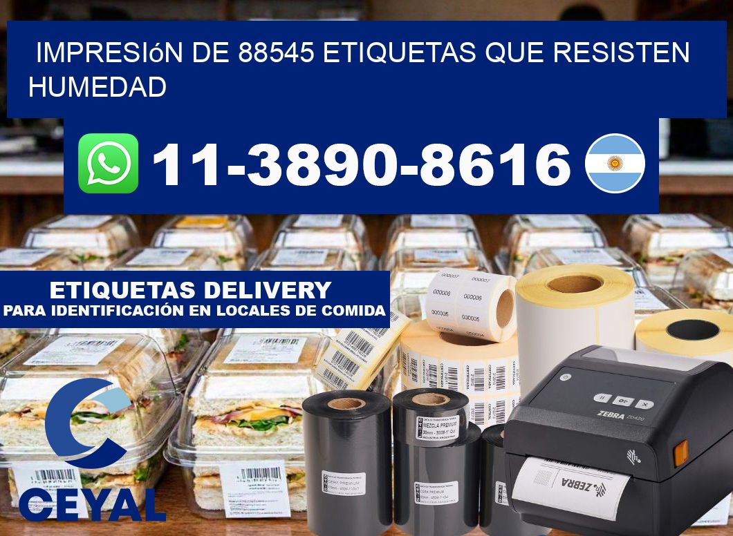 impresión de 88545 etiquetas que resisten humedad