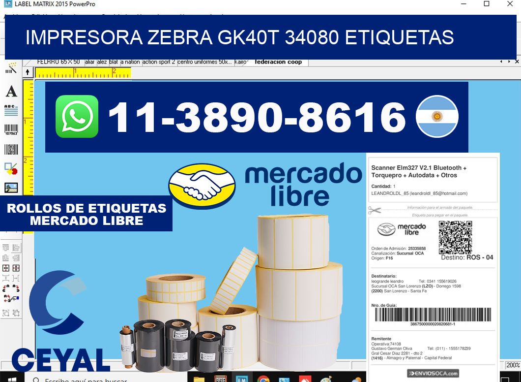 impresora zebra gk40t 34080 etiquetas