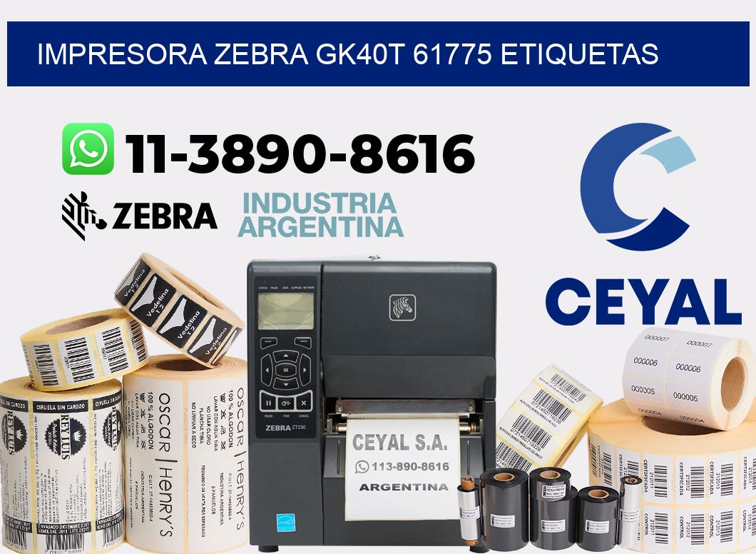 impresora zebra gk40t 61775 etiquetas