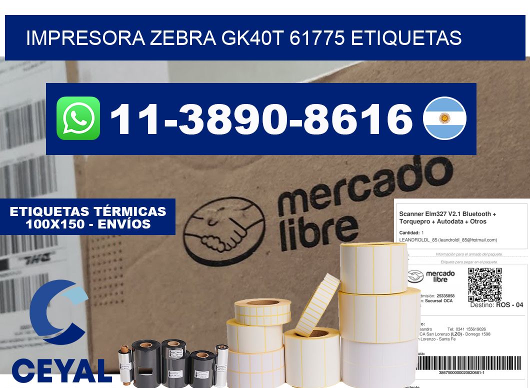 impresora zebra gk40t 61775 etiquetas