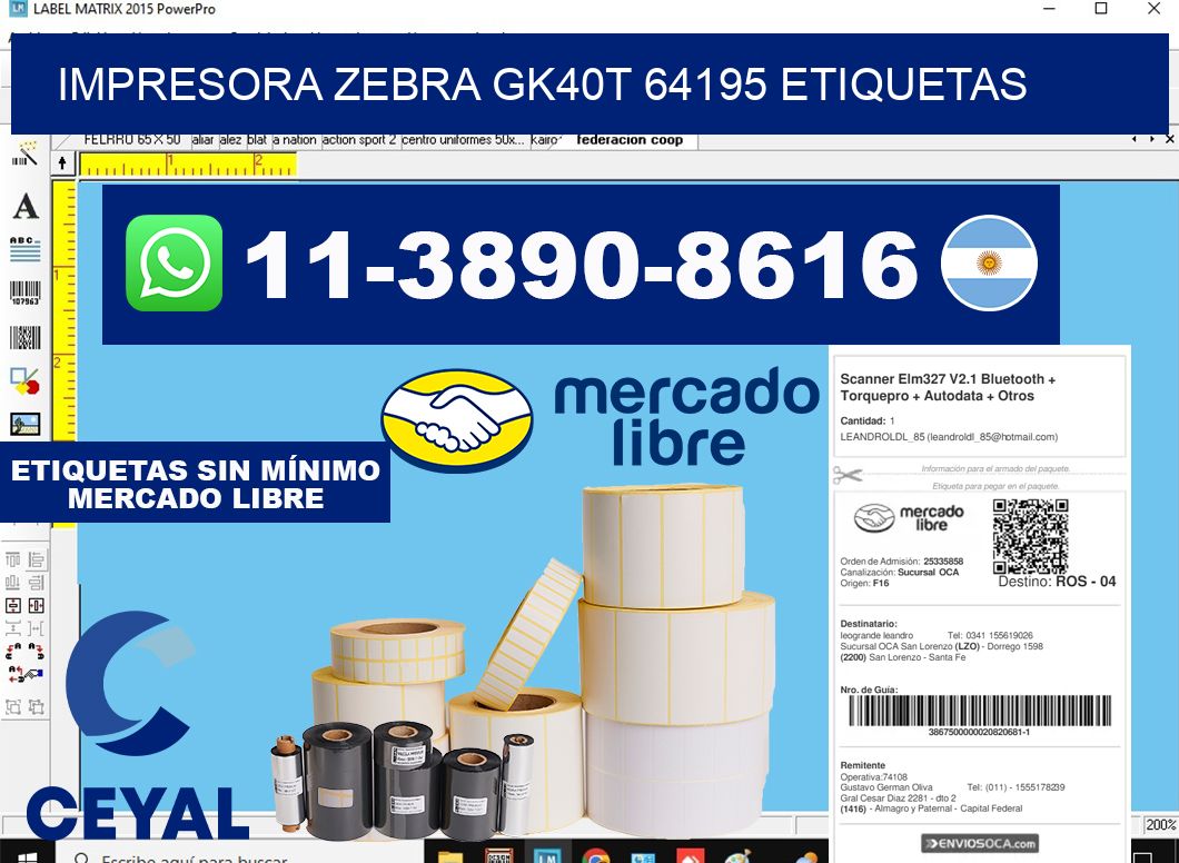 impresora zebra gk40t 64195 etiquetas