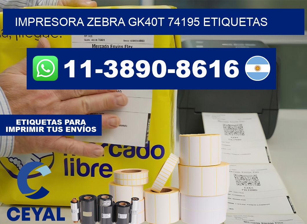 impresora zebra gk40t 74195 etiquetas
