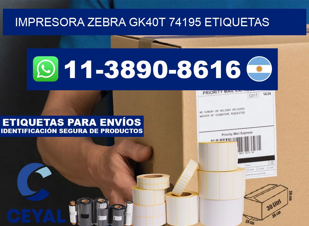 impresora zebra gk40t 74195 etiquetas