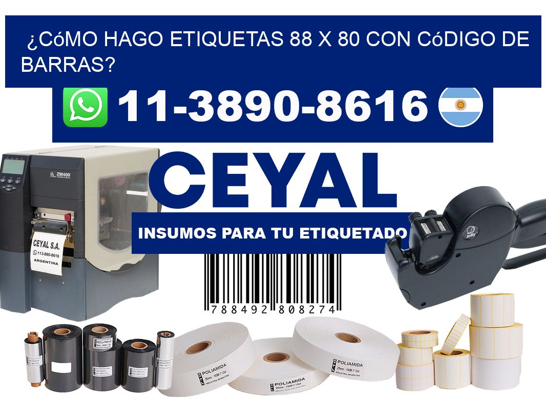 ¿Cómo hago etiquetas 88 x 80 con código de barras?
