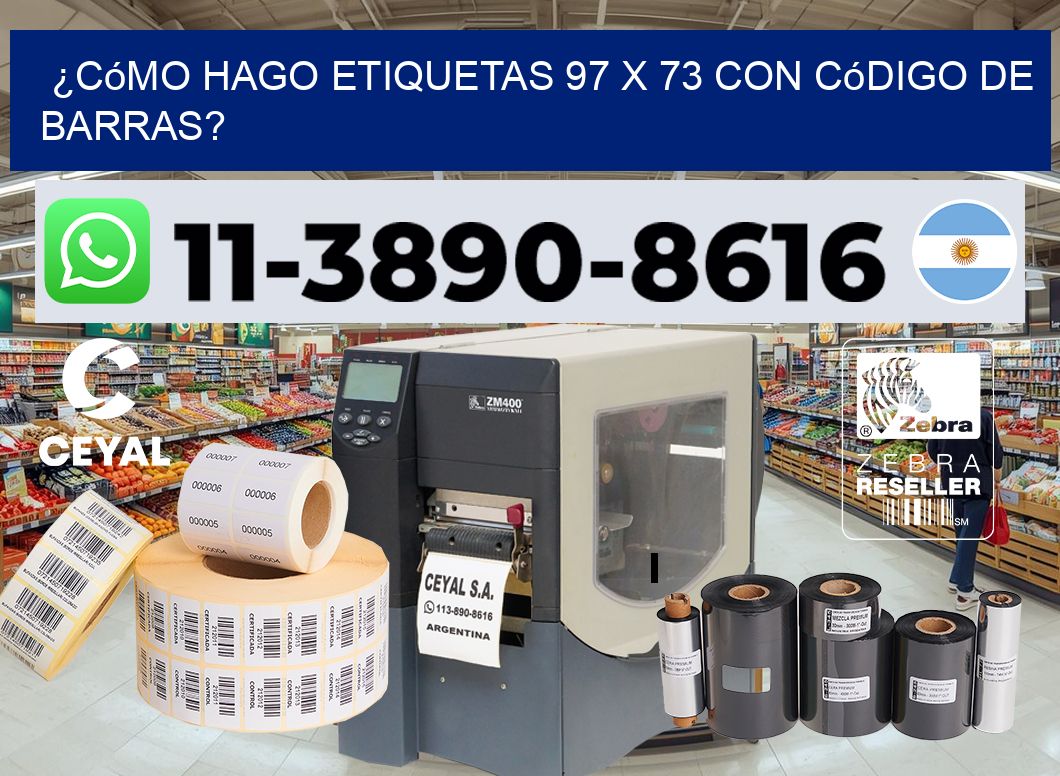 ¿Cómo hago etiquetas 97 x 73 con código de barras?