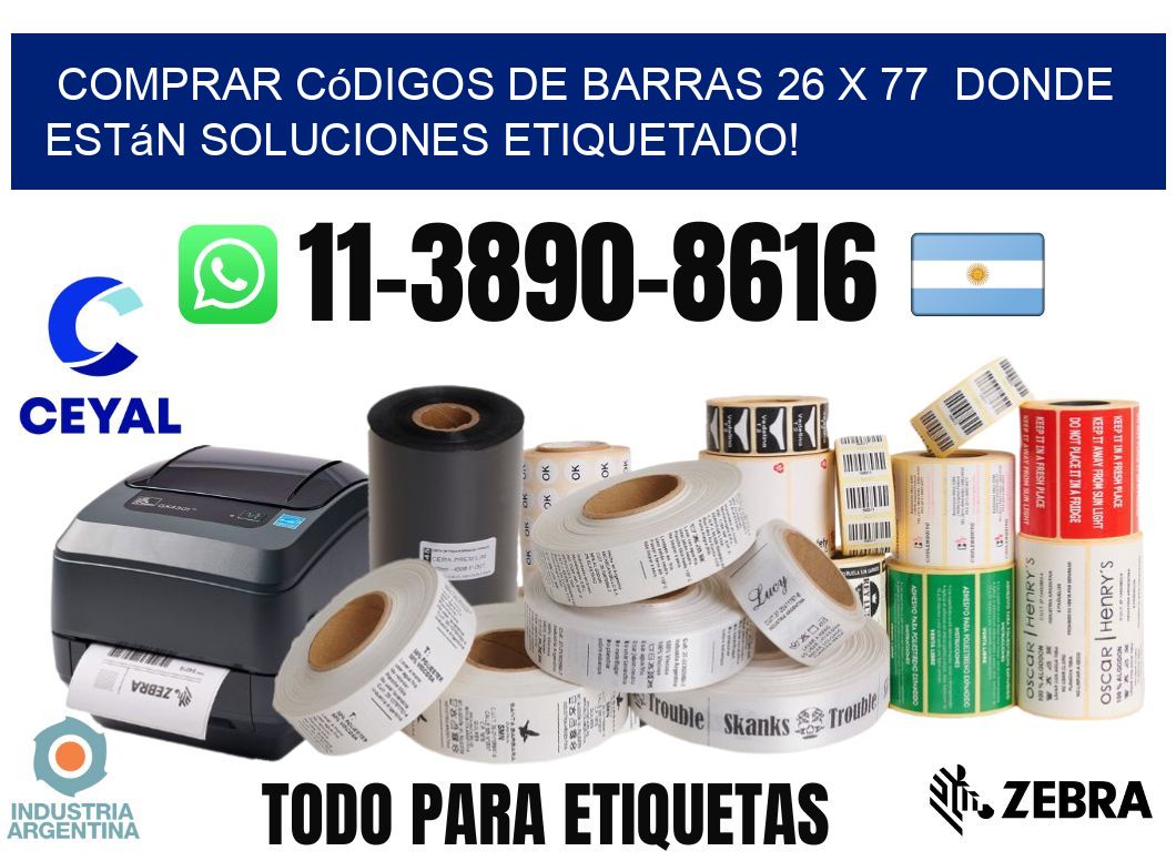Comprar códigos de barras 26 x 77  donde están soluciones etiquetado!